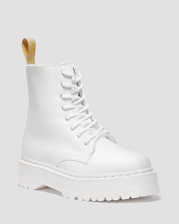 White Men's Dr Martens Vegan Jadon II Kemble Mono Platform Boots | CA 567KOR